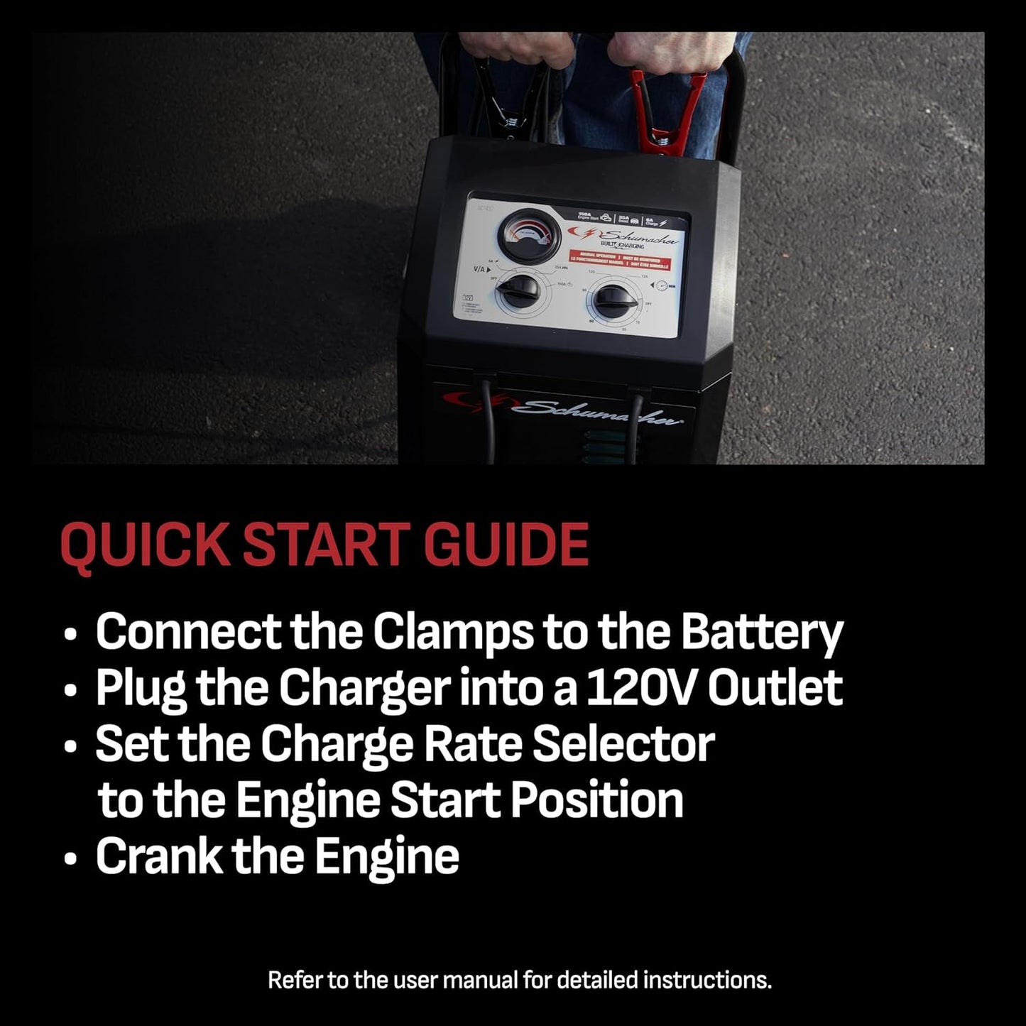 Schumacher Electric Manual Battery Charger & Engine Starter - 12V, 150A with 25A Boost - Heavy Duty Engine Starter & Charger for Standard, AGM, Gel & Deep-Cycle Batteries - 6-Foot Output Cables SC1437