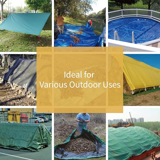 GUARD SHIELD Heavy Duty Tarp 16x16 Feet Green Multi Purpose Thick Waterproof Poly Tarp Cover 10mil