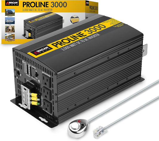 Wagan EL3742 3000 Watt Power Inverter with Remote Control 6000 Watt Surge Peak Power converter for Home RV Camping Van Life Off Grid