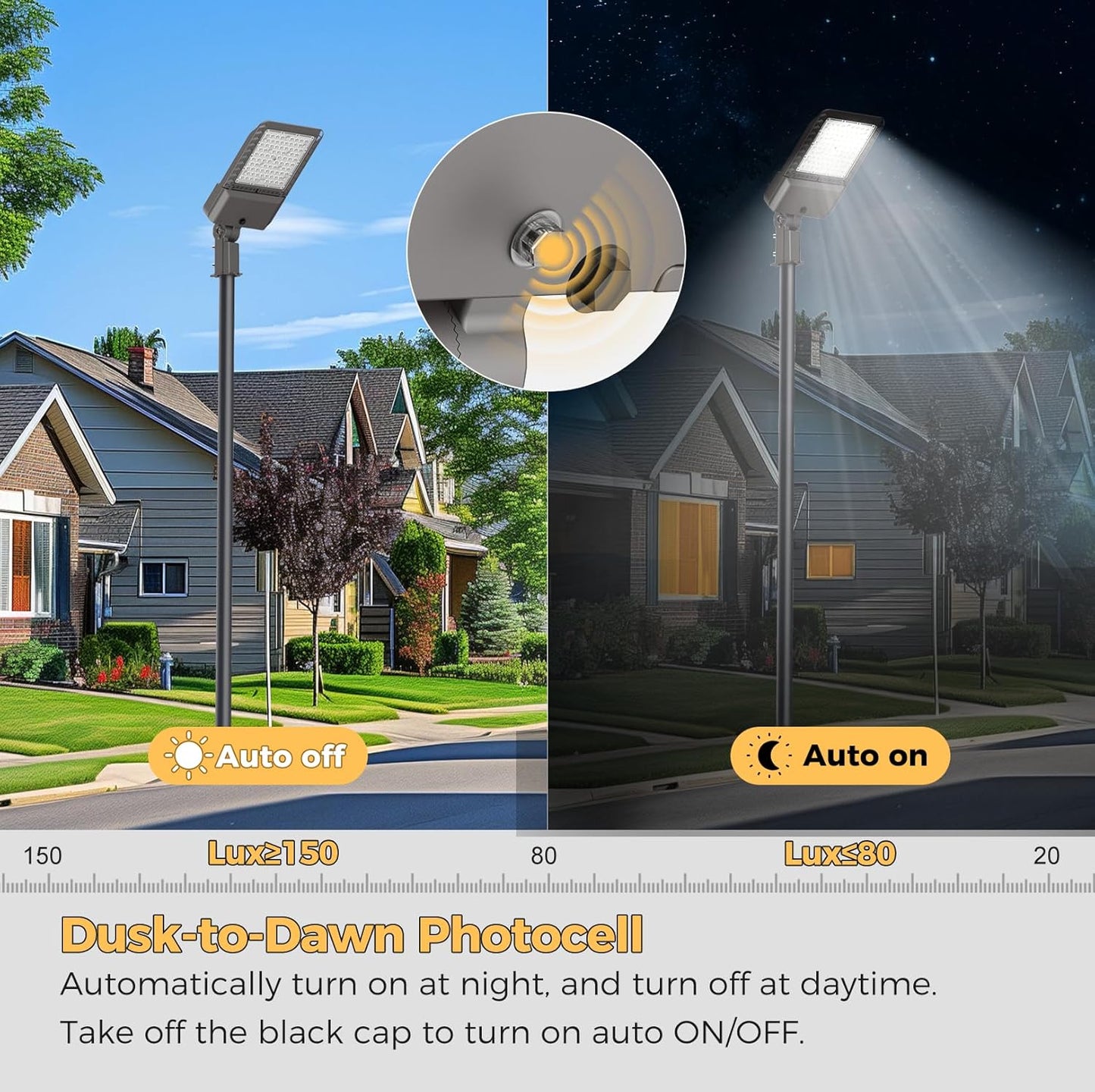 180W LED Parking lot Lights Commercial Oudoor Lighting Shoebox Light with Dusk to Dawn Photocell 32400Lm(180LM/W) 6000K IP65 Waterproof 100-277V for Driverway Parking Lot