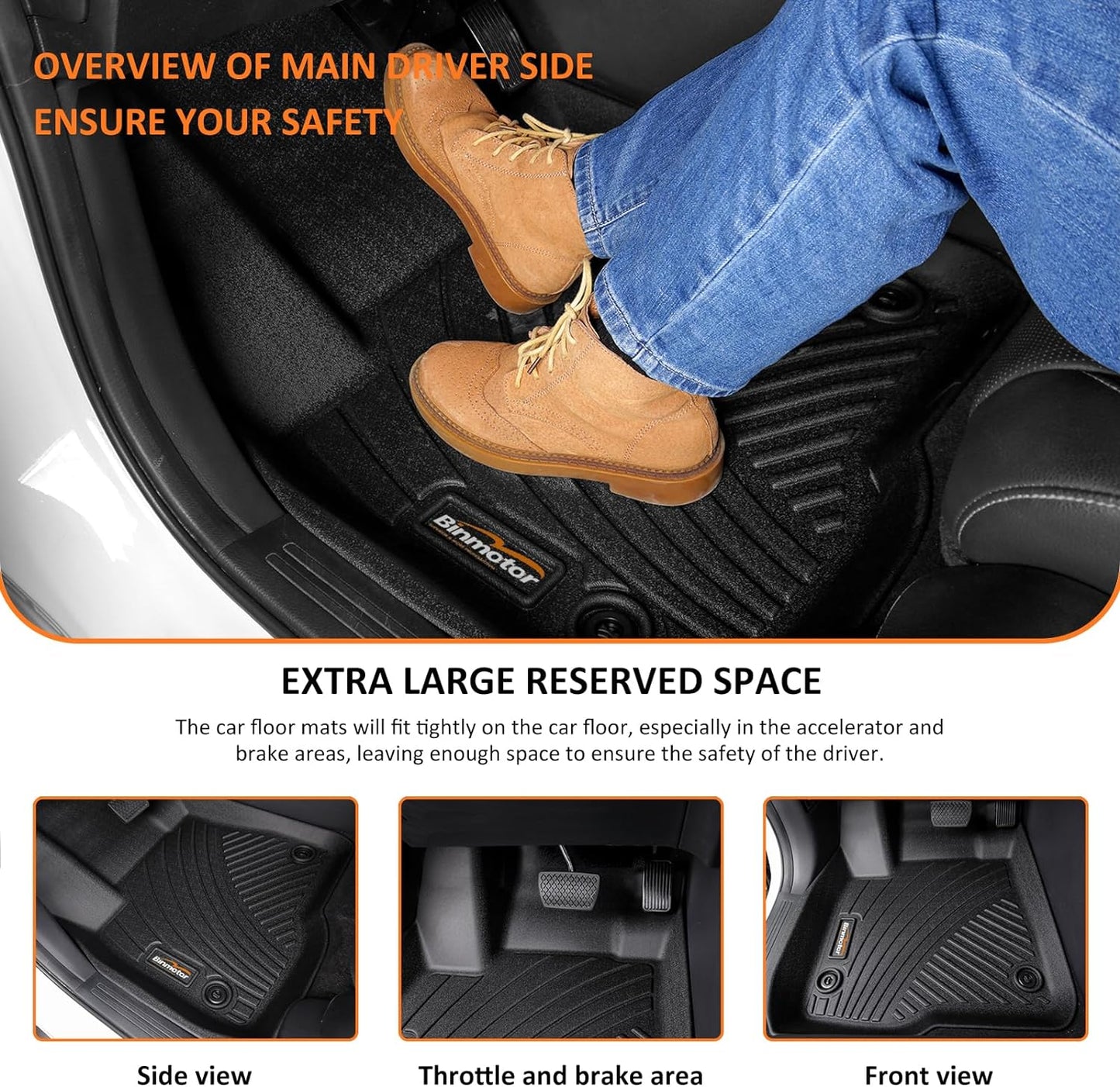 Binmotor-All Weather Floor Mats & Cargo Liner for Dodge Charger RWD 2011-2023/2011-2023 Chrysler 300 RWD, Heavy Duty Floor Liners, Charger Car Trunk Cargo Mat, Trunk Liner 3D Car Mats