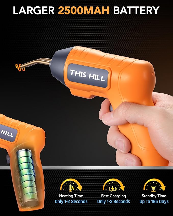 THIS HILL Cordless Plastic Welder –900 Staples Included, LED light, USB Rechargeable Portable Plastic Welding Kit with Portable Storage Bag, Perfect for DIY Projects, plastic/Bumper/Toys Repair
