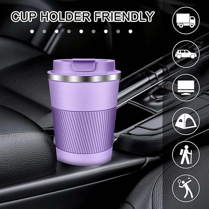 Coffee Travel Mug 12 oz & 17 oz Insulated Coffee Mug with Lid Portable Spill-Proof Coffee Travel Mug No Handle Reusable Stainless Steel Mug Keeps Cold and Hot Suitable for Car, Daily, Travel and Gifts