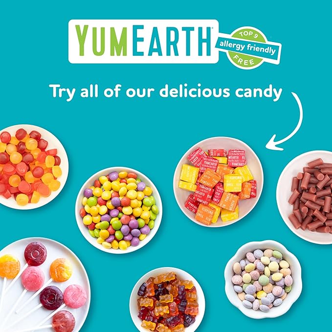 YumEarth Organic Giggles Chewy Candy - Allergy Friendly (Top 9 Free), No Artificial Dyes or Flavors, Non GMO, Gluten Free, Vegan Candy Snacks - 5 Ounce Bag (Pack of 6)