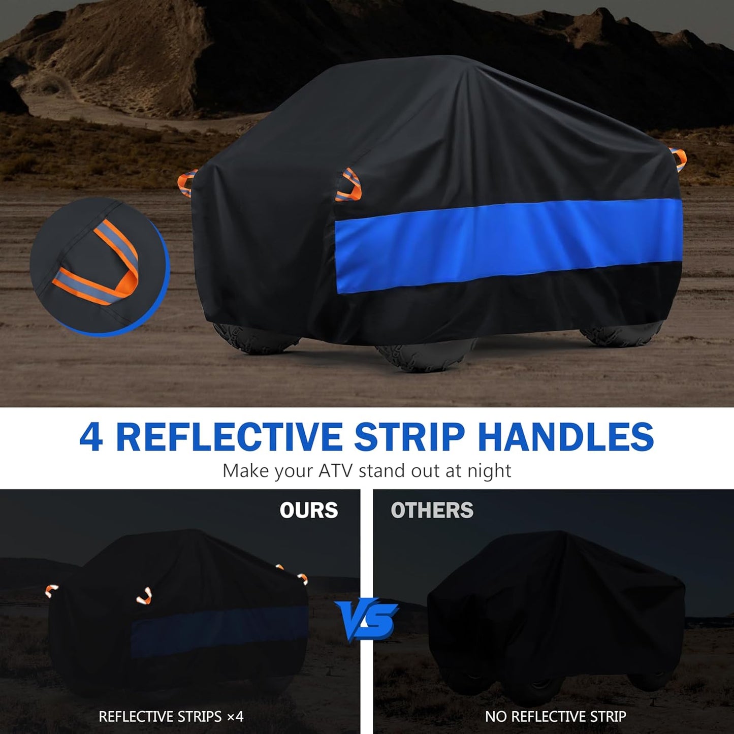 MORNYRAY ATV Cover Waterproof Heavy Duty Universal Quad Cover Outdoor Storage Cover 4 Wheeler UV Protection for Polaris Yamaha Honda Suzuki Kawasaki (Black, A1-78.7''L x 37.4''W x 41.7''H)