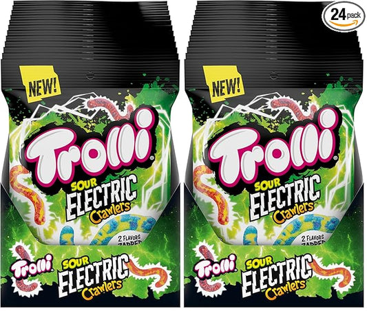 Trolli Electric Crawlers, Sour Gummy Candy, 4.25 Ounce Bags (Pack of 24)