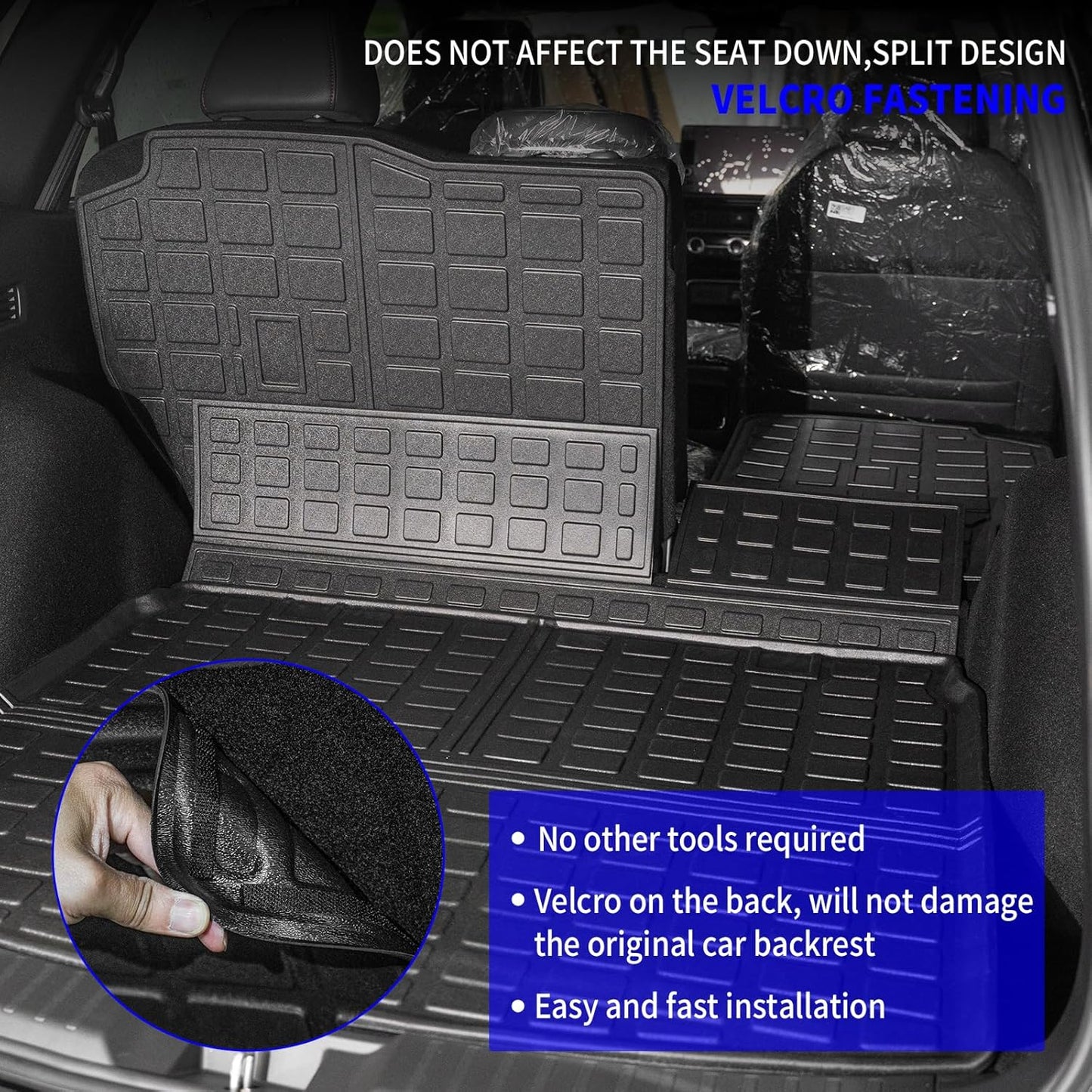 Rongtaod Cargo Mat Compatible with 2023 2024 2025 2026 Honda CRV (Include Hybrid) Cargo Liner Trunk Mat Back Seat Cover Protector Honda CR-V Accessories (Fit Upper Deck, Trunk Mat+Backrest Mats)