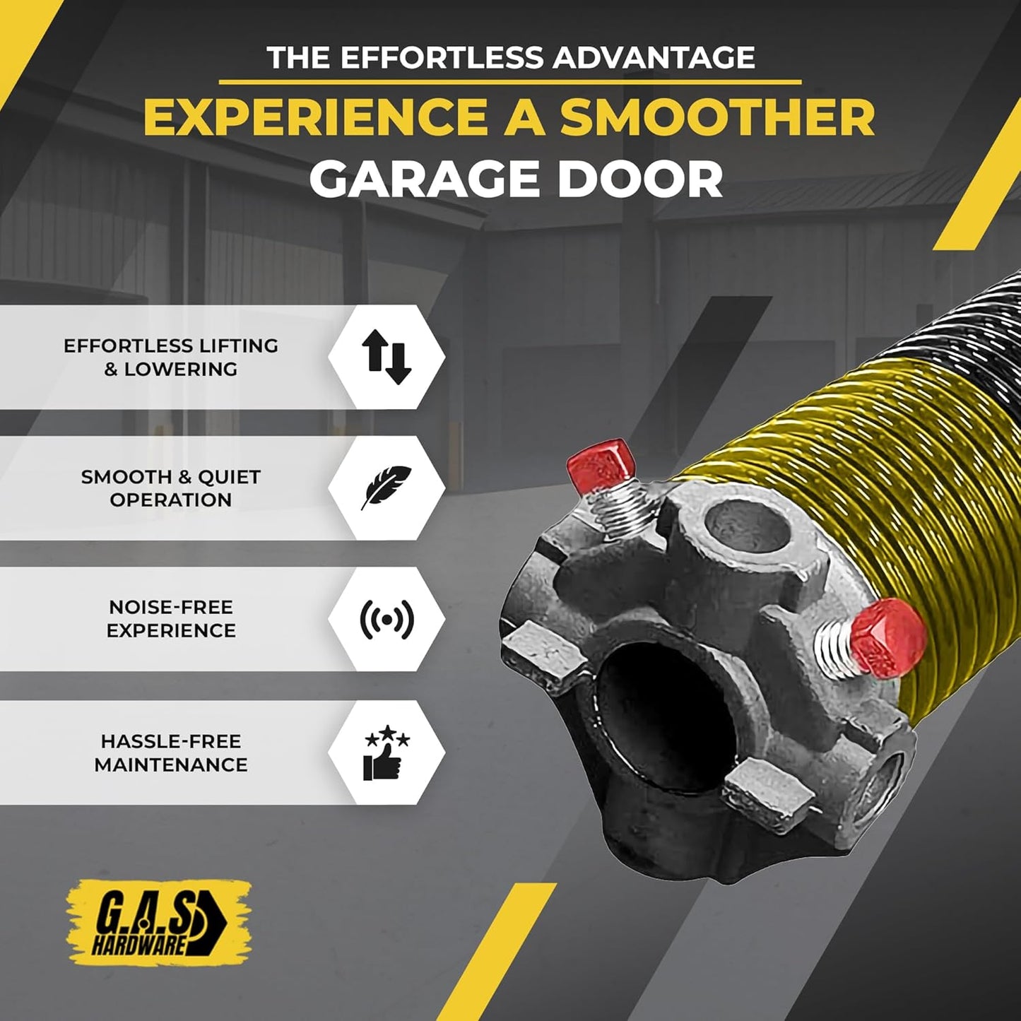 Garage Door Torsion Spring 250x2x34 Torsion Springs for Garage Door Repair Left Hand Wound Replacement for Right Side of Garage Door with 1" Steel Bearing, Gloves, Manual and Winding Bars (Black Cone)