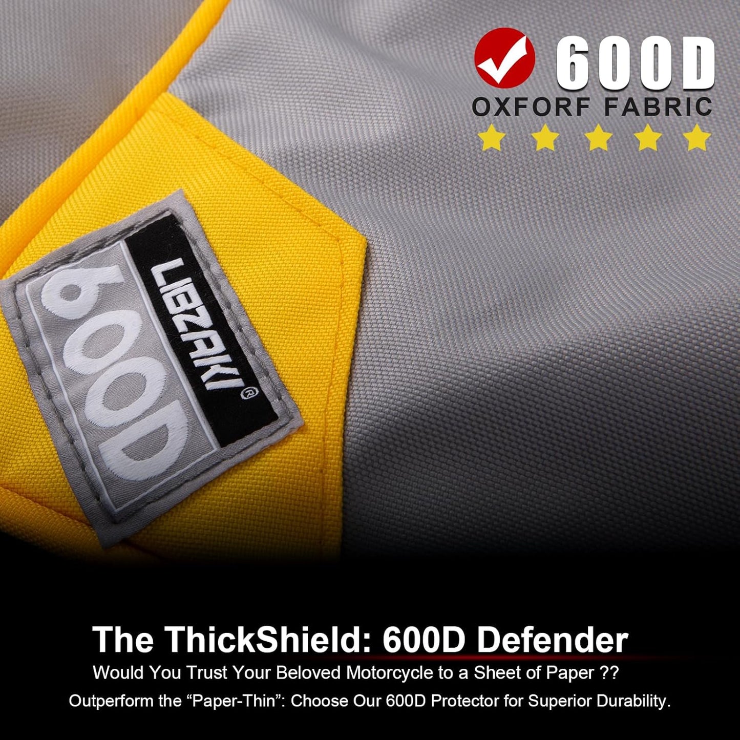 Motorcycle Cover LI LIBZAKI 600D Heavy Duty Storage for Touring Models Harley Davidson Road King,Road Glide,Street Glide, Electra Glide,Heritage Classic,Low Rider-ST,and Most Motorcycles/Gray