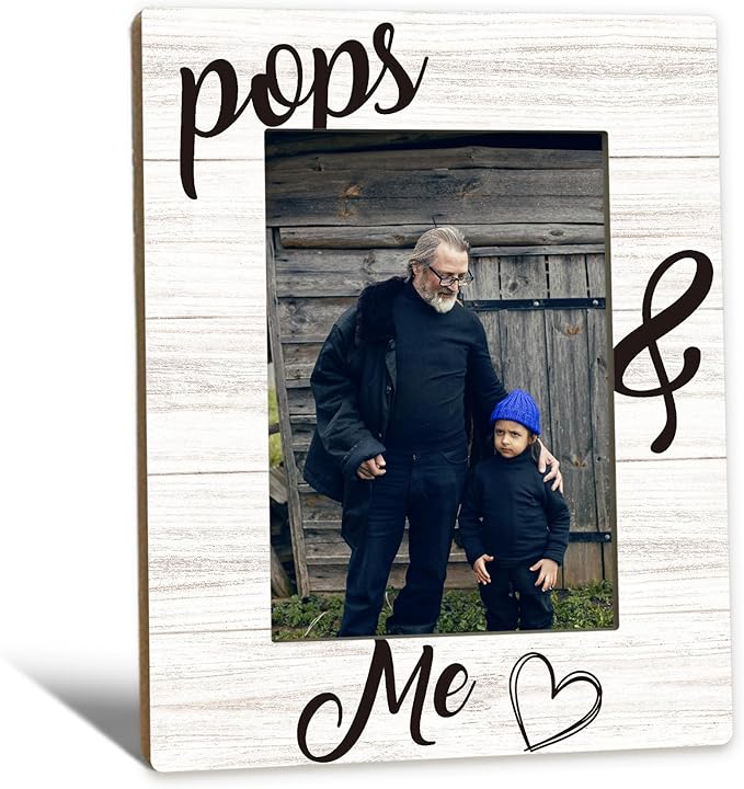 Fathers Day Pops Picture Frames - Grandpa Photo Frame, PopsGrandpa Gifts for Father's Day Birthday from Grandkids Grandchildren, Pops and Me Picture Grandpa Photo Frames for Home Bedroom Decor, 5x7