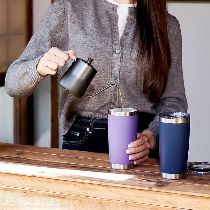 MEWAY 20oz Tumbler 12 Pack Double Wall Vacuum Insulated Travel Mug Bulk, Mix Color Stainless Steel Tumblers with Lid and Straw, Durable Powder Coated Coffee Cups for Cold & Hot Drinks（Color Mix, 12