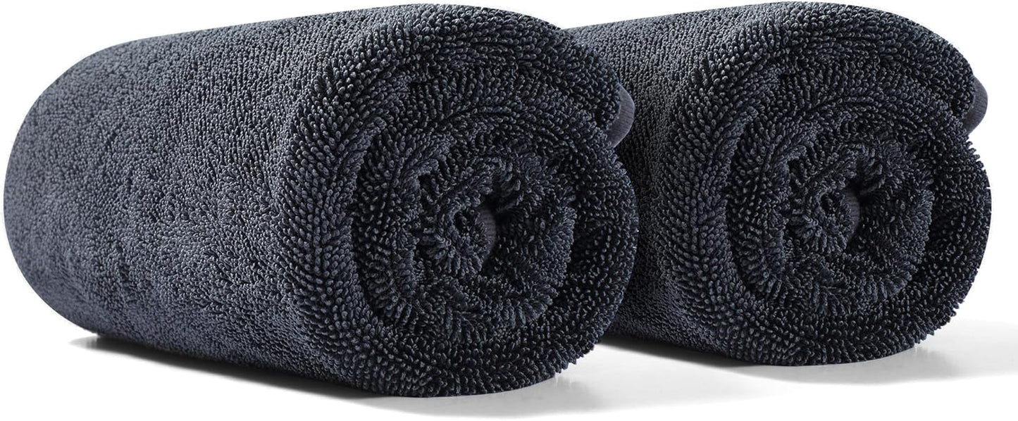 JOYMOOP Car Dry Towel, Quick Drying, Medium Size, Microfiber Cleaning Cloth, Dark Grey, 35.4 x 23.6 Inches, 2 Pack for Boates, RVs, SUVs, Trucks, Cars