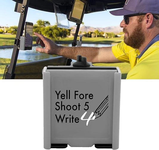 DESERT FOX GOLF Phone Caddy – Funny Quotes Golf Cart Phone Holder with Secure Strap for Hands-Free GPS & Golf Apps – Gifts for Men & Women