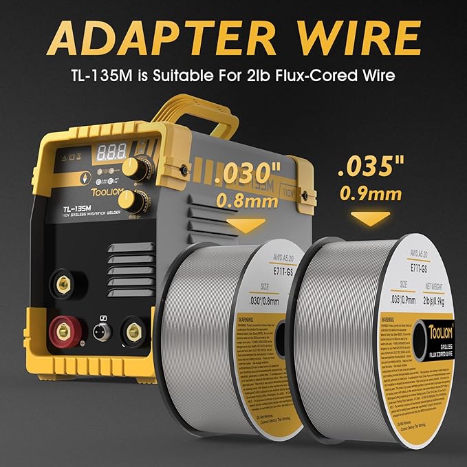 TOOLIOM 135A Flux Core Welder MIG Welder 110V Flux MIG/Lift TIG/Stick 3-in-1 Welding Machine IGBT DC Inverter