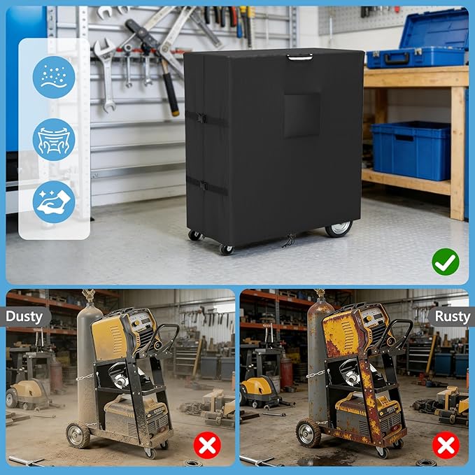 COSHNIBI Welding Cart Cover,Heavy Duty 3 Layers Welder Cart Covers,Suitable for Tig Mig Welder Carts & Plasma Cutter Rolling Welding Carts,37" L x 18" W x 47" H(Cover Only)