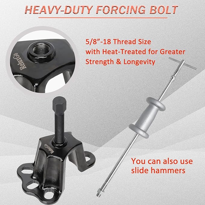 Front Wheel Hub Puller Bearing Removal Tool for 3-3/4 to 4-1/2 Inch IDs, Rear Axle Puller Set for 4-1/2 to 5-1/2 Inch IDs, Flange Type Axle Remover Tool with 5/8 inch x 18 Forcing Bolt