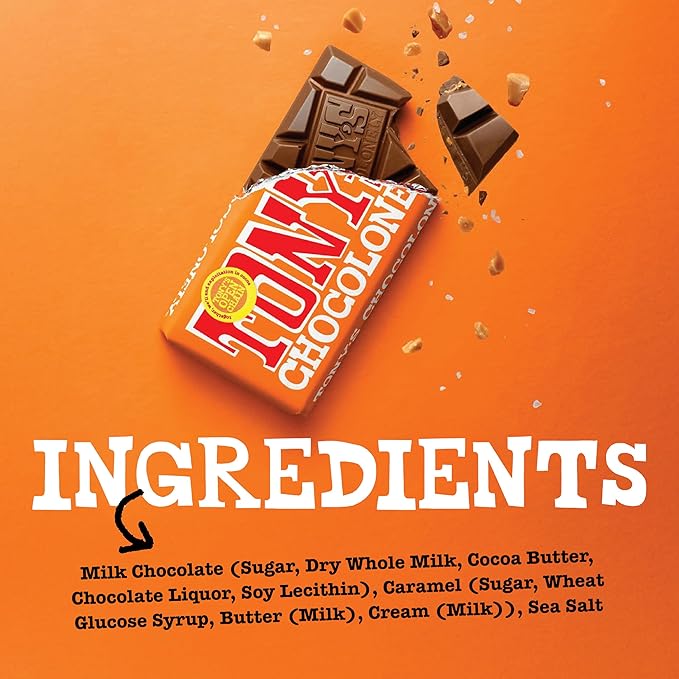 Tony's Chocolonely 32% Milk Chocolate Caramel Sea Salt Bars, 6.35 Oz, 4 Bars