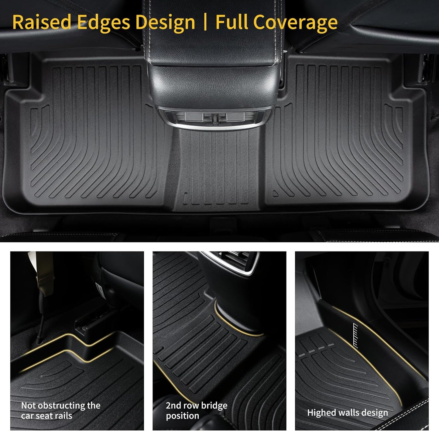 GINOWY- Floor Mats & Cargo Liner for Mazda 3 FWD 2019-2024 2025 Only for Hatchback, TPE All Weather Protection Car Mats for Mazda 3 Non-Slip Trunk Mat Waterproof Heavy Duty Accessories Black