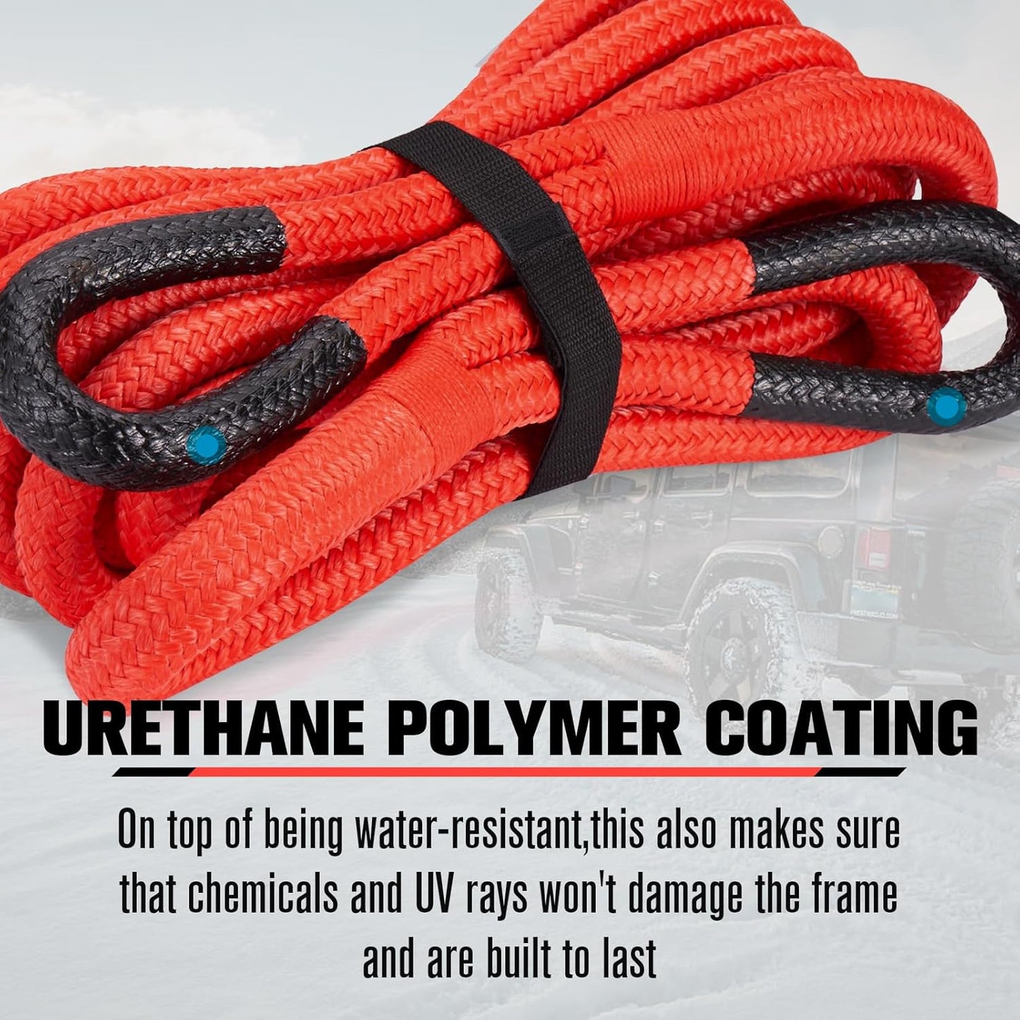 FieryRed Kinetic Recovery Rope Kit with 2 Soft Shackles, 7/8 Inch x 20 FT Tow Rope,Heavy Duty Offroad Snatch Strap for UTV, ATV, Truck, Car, Jeep, Tractor