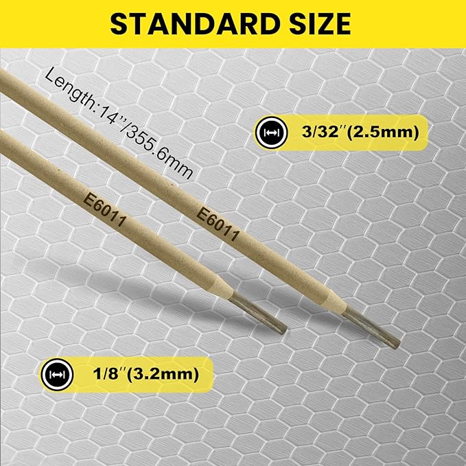 E6011 Welding Rods 1/8" 2.2LB - Carbon Steel Stick Electrodes with Low Spatter & Easy Slag Removal for ARC Welding, Home Repair, Construction
