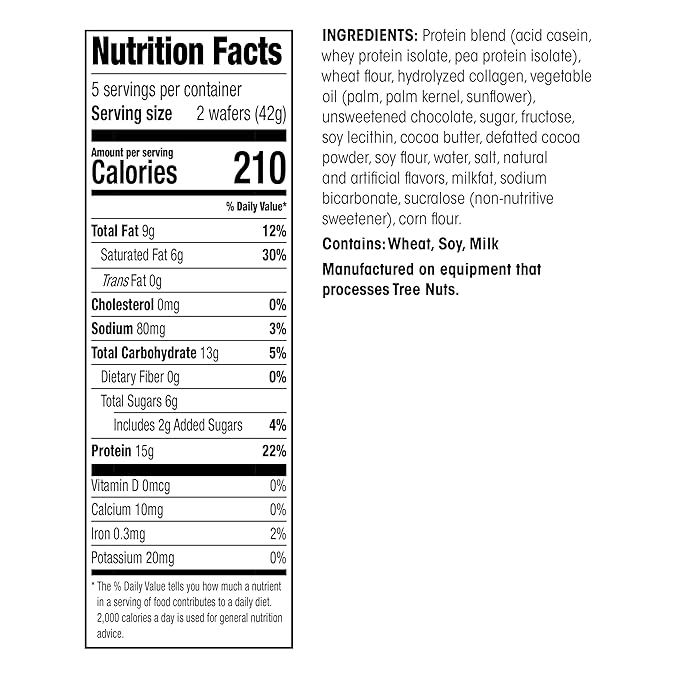 WonderSlim Protein Wafer Snack Bar, Chocolate, 210 Calories, 15g Protein, 0mg Cholesterol (5ct)