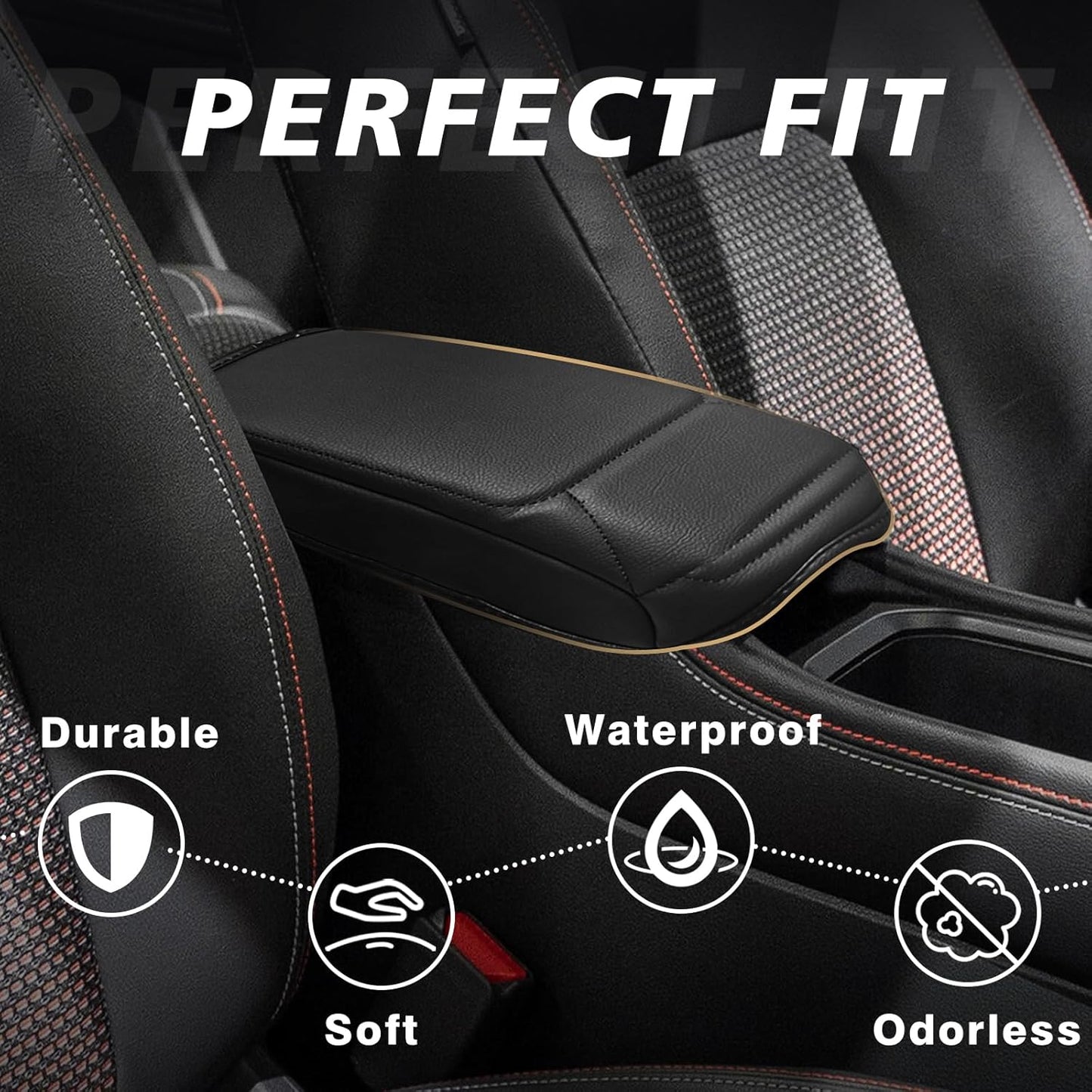 Muslogy Center Console Armrest Cover Compatible with Nissan Kicks S SV SR 2025 Comfort Armrest Pad Arm Rest Cushion Vegan Leather Protector Regular Thick