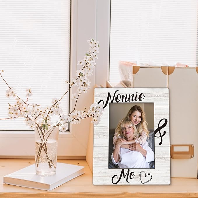 Nonnie Gifts Picture Frame 5x7, Grandma Photo Frame, Christmas Mothers Day Birthday Gifts for Nonnies from Grandkids, Nonnie and Me Wooden Picture Photo Frames for Desk Home Room Decor