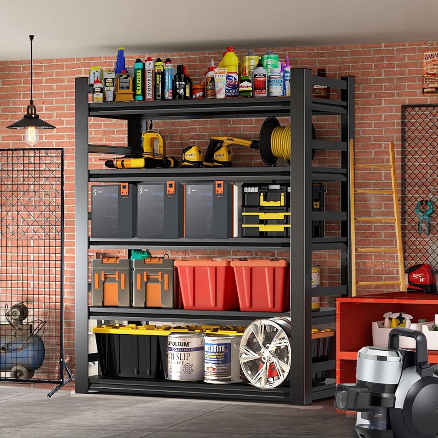 Metal Shelving, Garage Shelves Series, Heavy Duty Storage Shelf, Large Industrial Steel Racks for Garage, Basement and Factories, Multifunctional Utility Shelving Unit