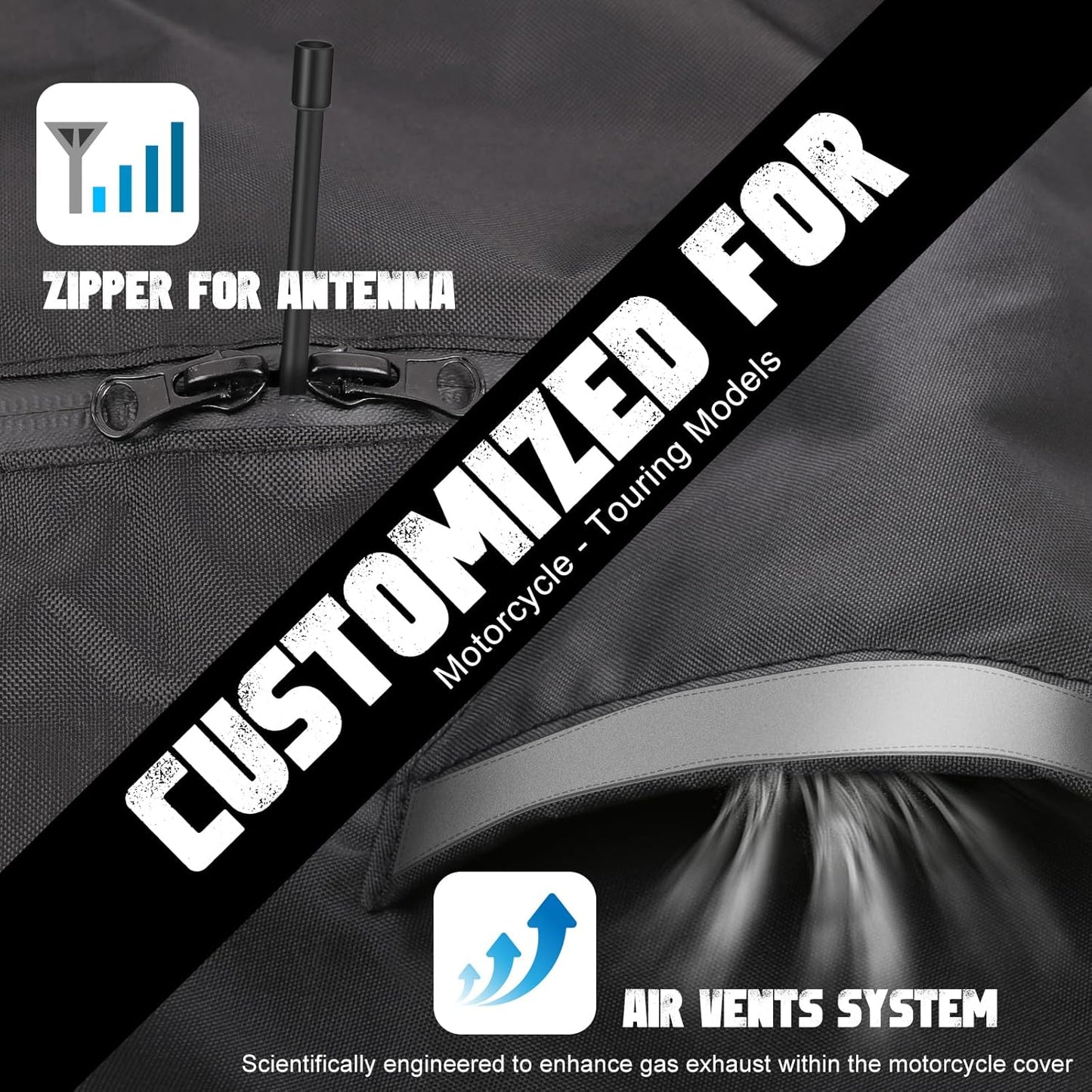 Motorcycle Cover Storage for Touring Models Harley Davidson Road King,Road Glide,Street Glide, Electra Glide,Heritage Classic,Low Rider-ST,and Most Motorcycles Blue