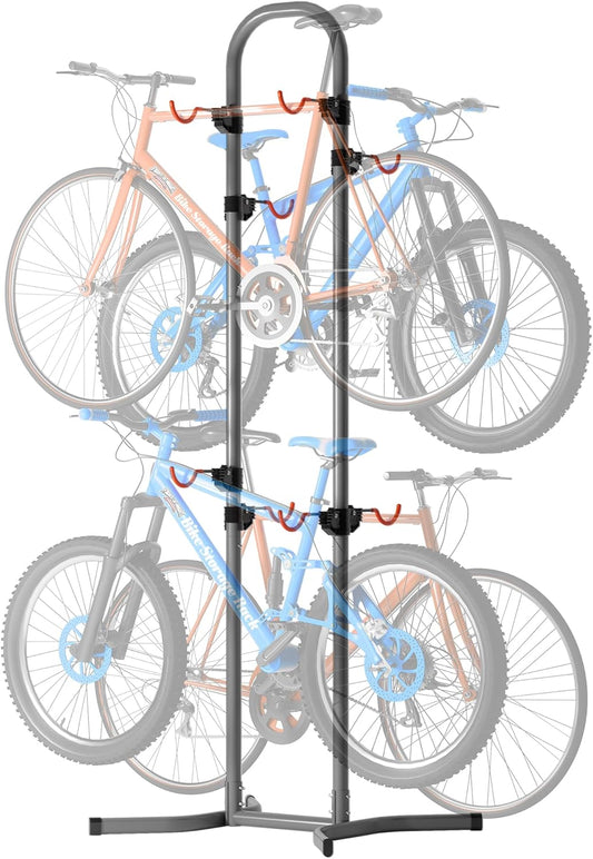 Suchtale 4 Bike Rack, Bicycle Rack, Bike Storage Rack for Garage Home, Freestanding Gravity Bike Stand, Adjustable Vertical Bicycle Holder for Indoor Outdoor, Bike Hanger Floor Parking Cycle Organizer