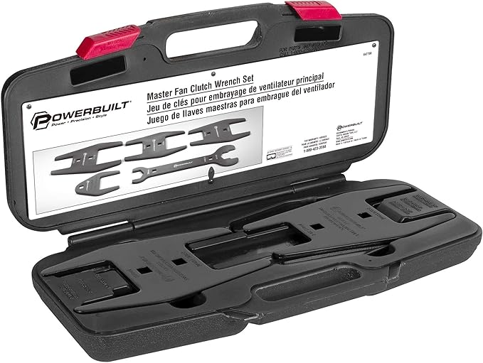 Powerbuilt Master Fan Clutch Wrench Set, Remove and Install Tools for AC Clutches, Air Conditioning System Components, Pulley Holing Tool, Storage Case - 647759