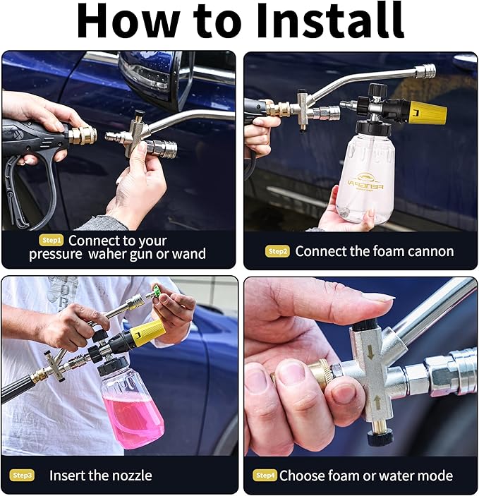 FENG PAI Pressure Washer Foam Cannon Gun Kit with Dual Connector Accessory, Car Wash Foam Gun for Car Washing and Cleaning, 1/4" Quick Connect with 7pcs Nozzles, Dual Adjustable Snow Foam Lance