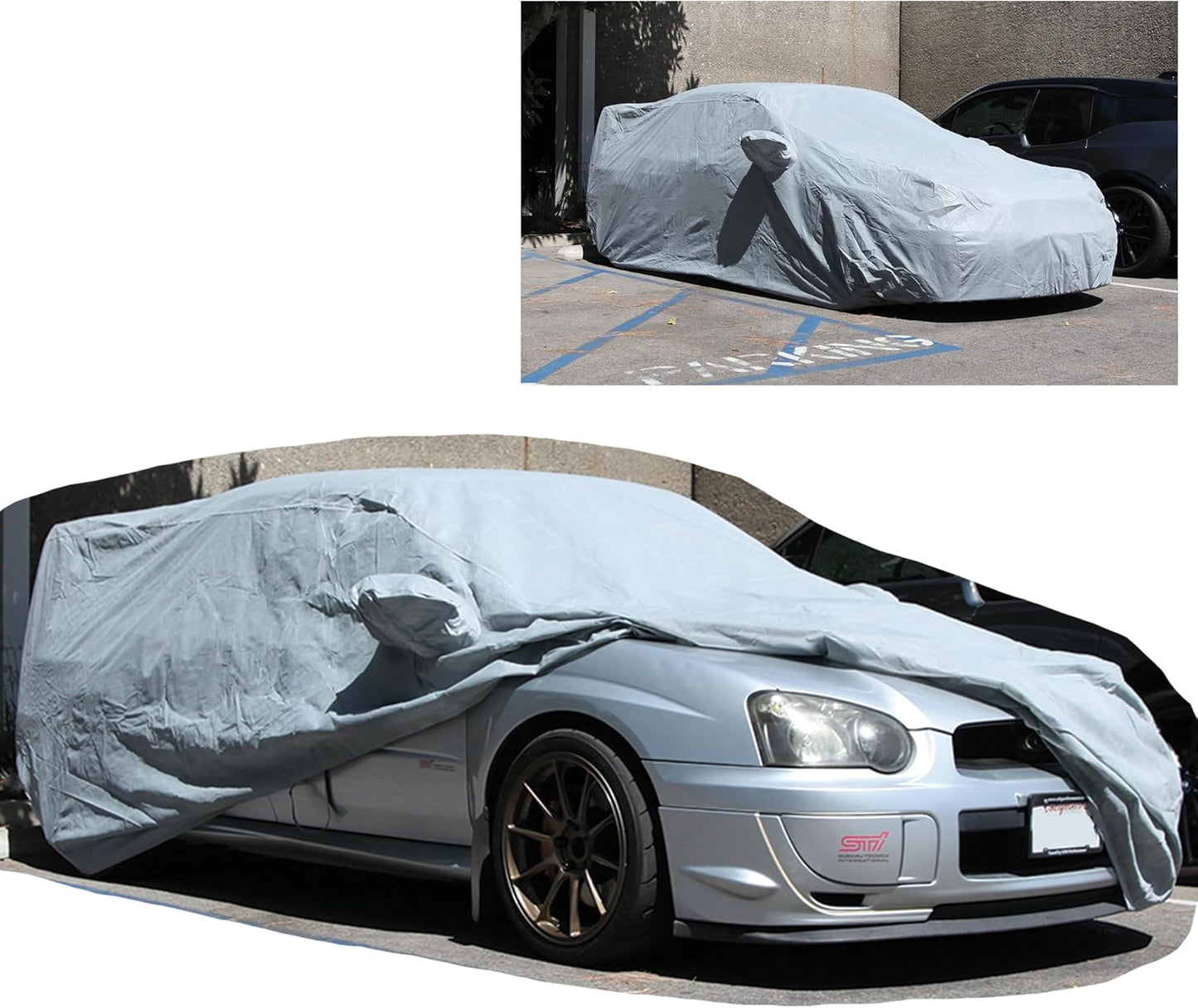 All Weather Waterproof car Cover Good for rain Snow uv Protection dust mid-Size Hatchback Big Wing sti Impreza Jetta Wagon MazdaSpeed3 9-3 Wagon Gray