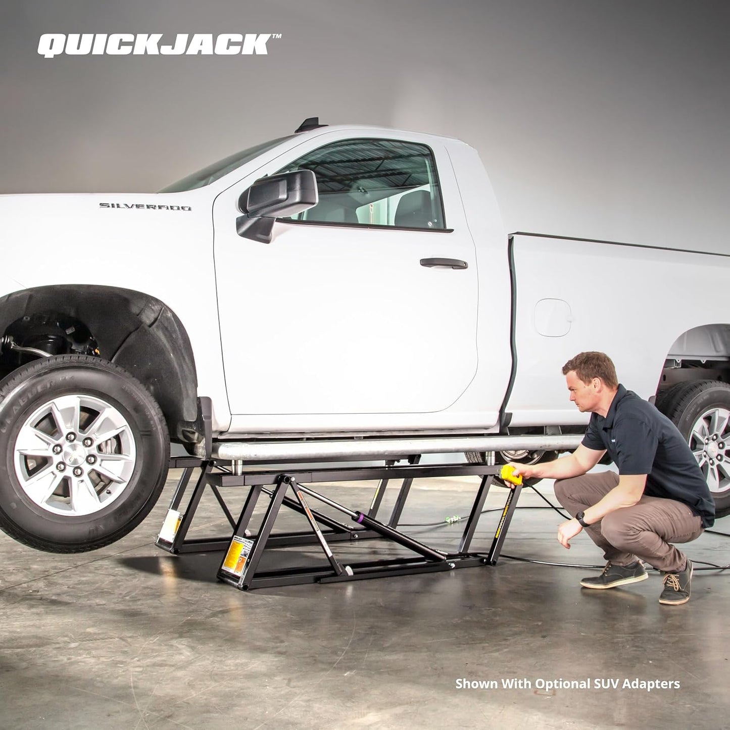QuickJack Bundle - 8000TLX Portable Car Lift, Wall Hangers & SUV Adapters, ALI Certified, 8,000-lbs. Capacity, 110V Power Unit, Car Lift for Garage, Shop, & Mechanic