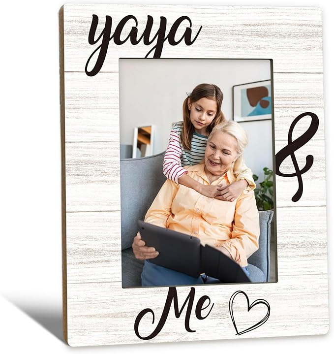 Yaya Gifts Picture Frame 5x7, Grandma Photo Frame, Christmas Mothers Day Birthday Gifts for Yayas from Grandkids Grandchildren, Yaya and Me Wooden Picture Photo Frames for Desk Home Room Decor