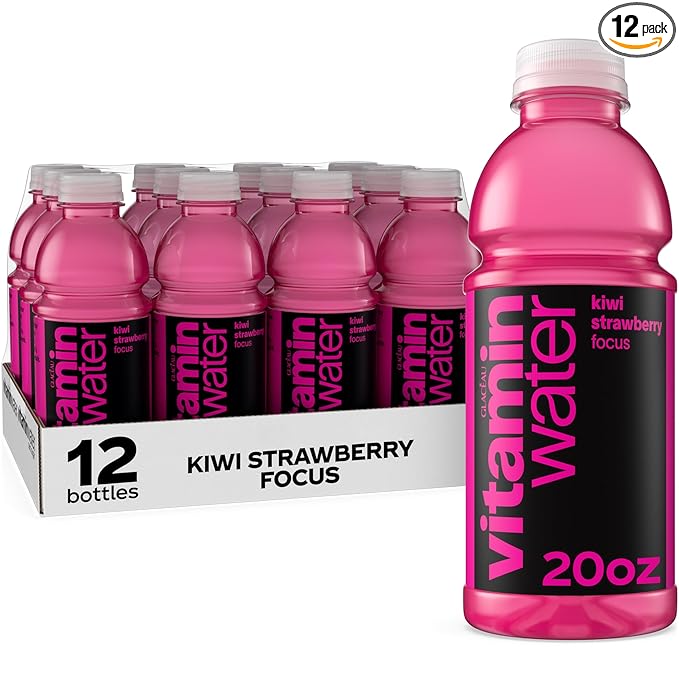 vitaminwater Focus Kiwi Strawberry Nutrient Enhanced Flavored Water Beverage, 20 fl oz Bottles, 12 Pack
