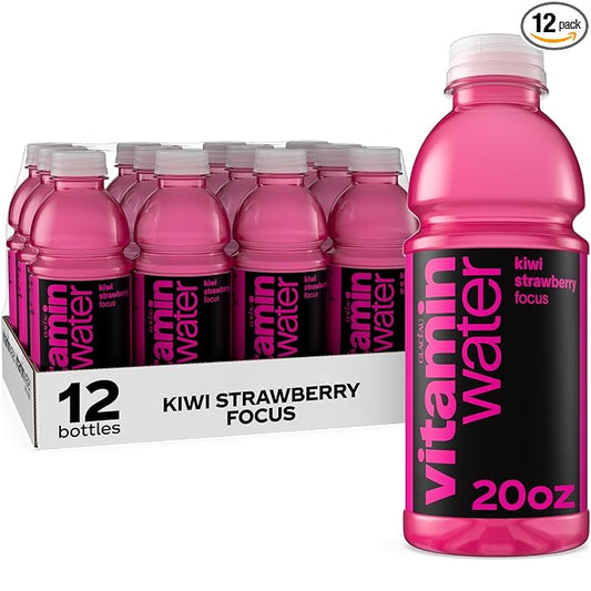 vitaminwater Focus Kiwi Strawberry Nutrient Enhanced Flavored Water Beverage, 20 fl oz Bottles, 12 Pack