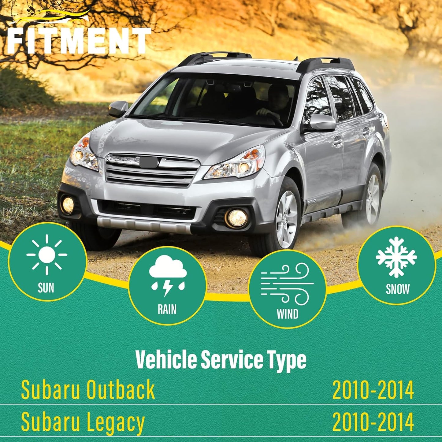 26" 19" 14" Windshield Wiper Blades Replacement for Subaru Outback Legacy 2010 2011 2012 2013 2014 / Nissan Murano 2003-2007 Premium All Weather Front Rear Wipers Set - OEM Quality (Pack of 3)