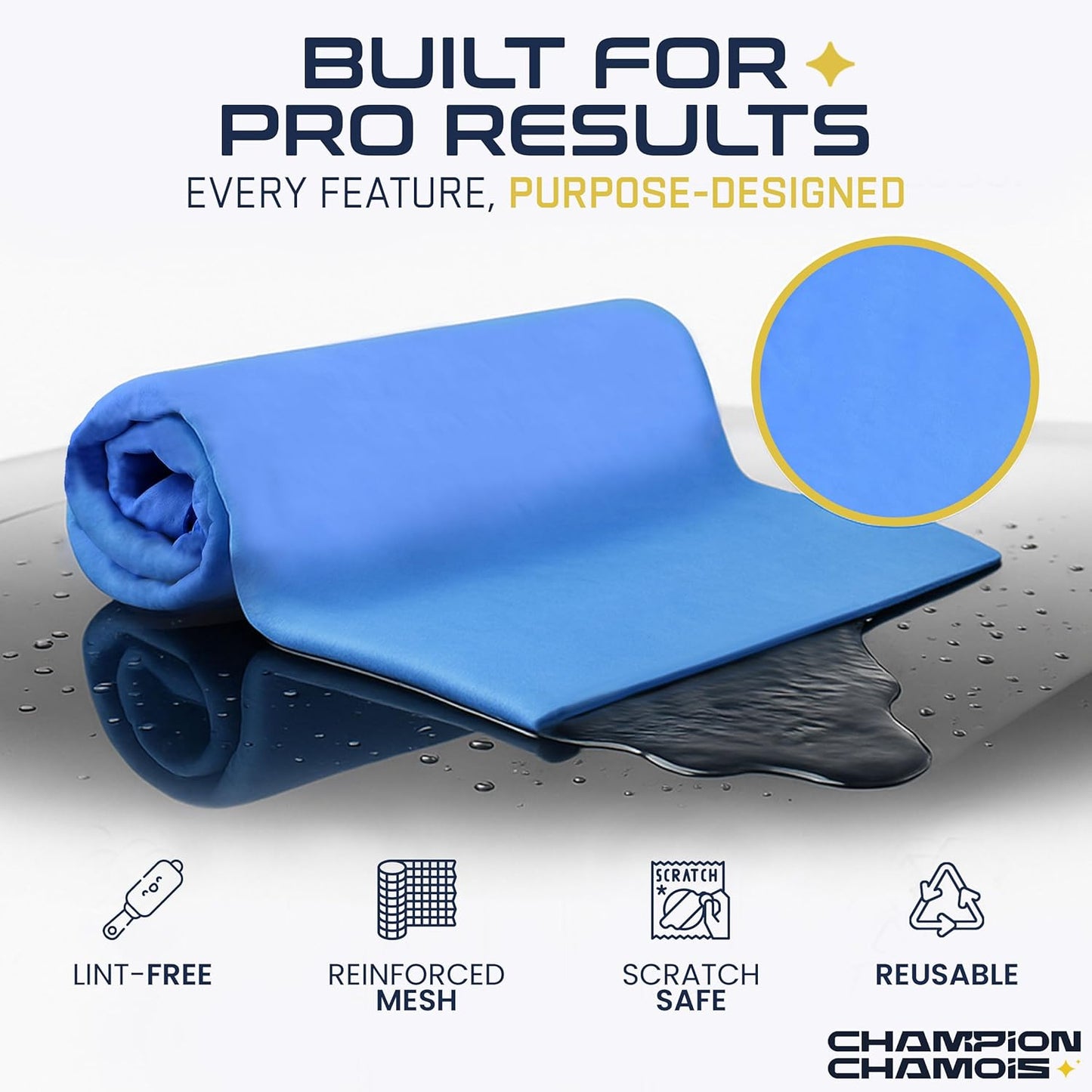 Premium Large Shammy Towel for Car - 2pk Pack (26"x17") - Super Absorbent, Soft, Streak-Free, Scratch-Free Cloth for Cars, Boats, Home - Long Lasting Chamois Towel + Hanging Storage Tubes (Blue)