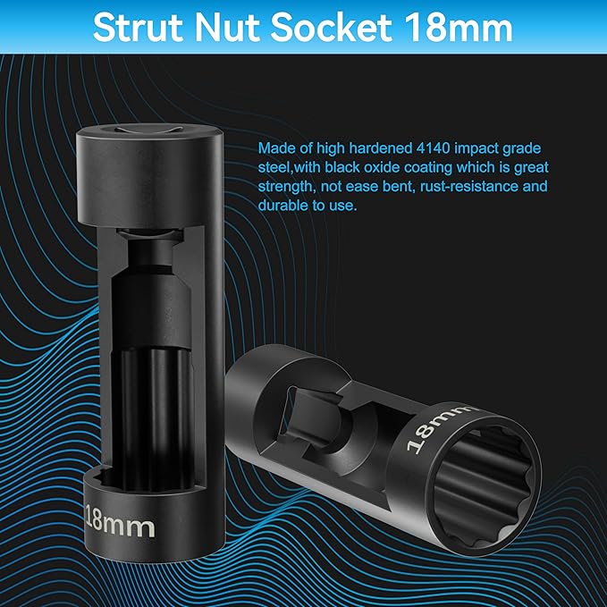 Suspension Socket Tool - 18mm, 19mm, 21mm, 22mm, 24mm Strut Nut Sizes, 12 Point 1/2" Drive, Easy Strut Nut Removal, Vm Number 3353