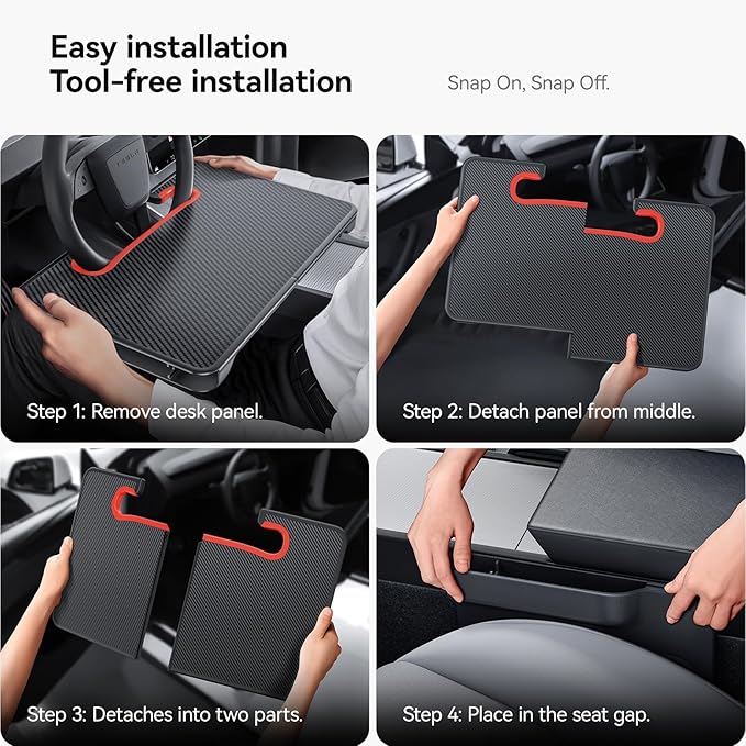 YONZEE 2-in-1 Car Steering Wheel Desk Tray & Car Seat Gap Filler Organizer ??Foldable Carbon Fiber Look Table for Laptop, Eating, Writing ??Universal Fit for Most Vehicles Orange