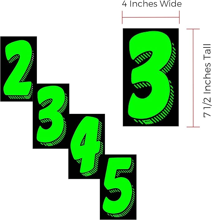 EZ Line Vinyl Decals for Cars Chartreuse Large Number Stickers 11 Dozen Windshield Numbers Pro Pack Dealer Supplies