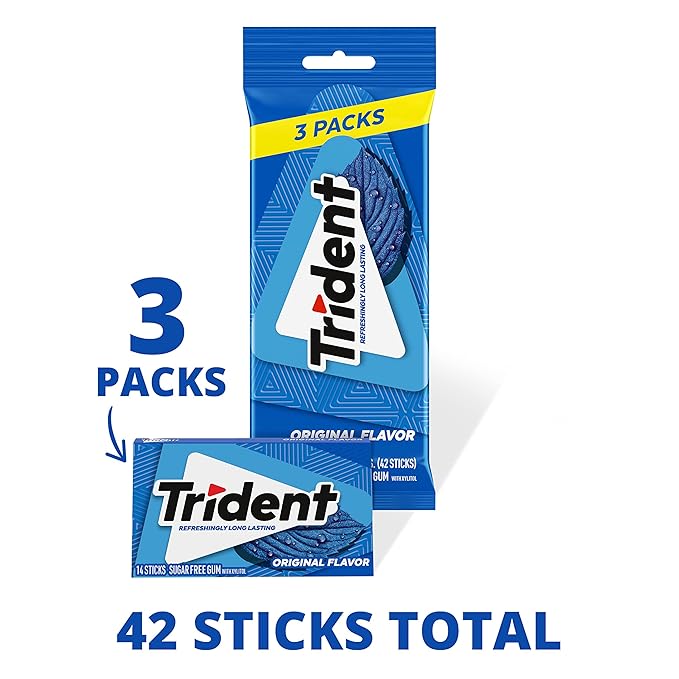 Trident Sugar-Free Chewing Gum Variety Pack Candy, Spearmint, Perfect Peppermint & Original Flavor, 18 Packs of 14 Pieces (252 Total Pieces)