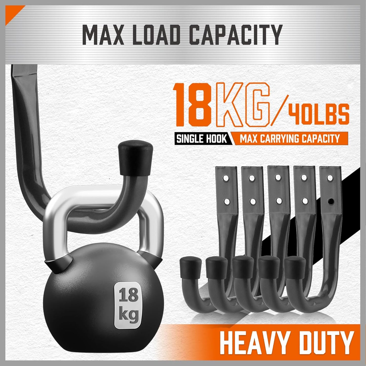 HORUSDY Garage Hooks Heavy Duty - 6Pcs 4.37 Inch Metal Garage Storage Hooks for Wall, Utility Hook for Hanging, Easy Use