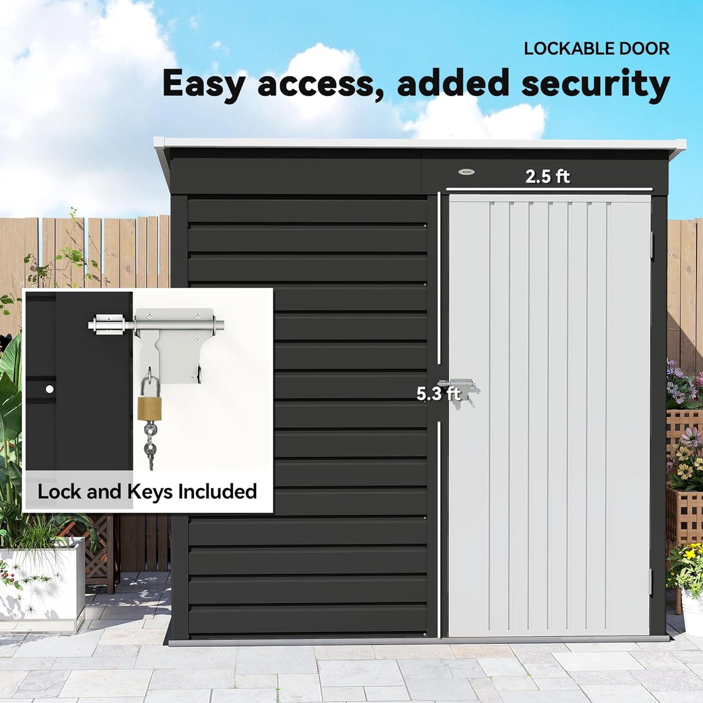 Outsunny 6' x 4' Outdoor Storage Shed, Easy to Assemble, Metal Garden Tool Shed with Lockable Door and Gloves for Backyard Garden Patio Lawn, Dark Gray