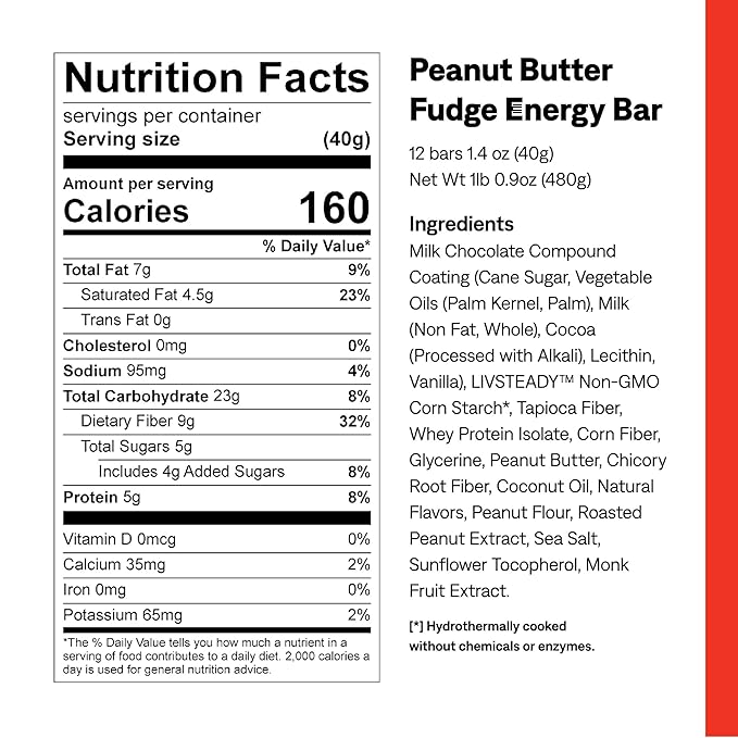 UCAN Energy Snack Bars, Peanut Butter Fudge, All Natural, Low Sugar, Non-GMO, Gluten-Free, Keto-Friendly (12 Pack, 1.4 Ounces)