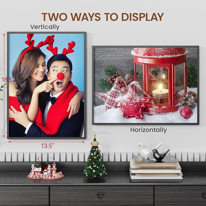 Heimlove 14x19 Metal Picture Frame,Black Aluminum Photo Frames-Real Tempered Glass,Wall Gallery Poster Puzzles Artwork frame Mounting Horizontally or Vertically Decor for Wall-1Pack