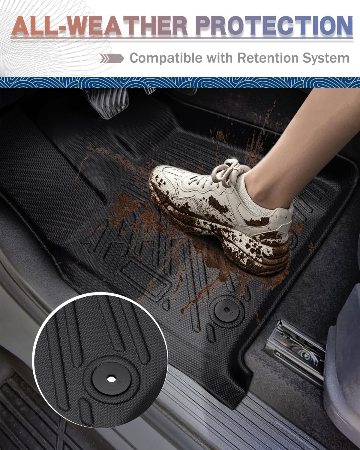 Icyhaws® for Nissan Armada/Infiniti QX80 2025 Floor Mats, All-Weather Protection Tech TPE Rubber Floor Liners Carpets Front/Rear Anti-Slip Tech Car Mats 1st and 2nd Row Automotive Accessories, 3 PCS