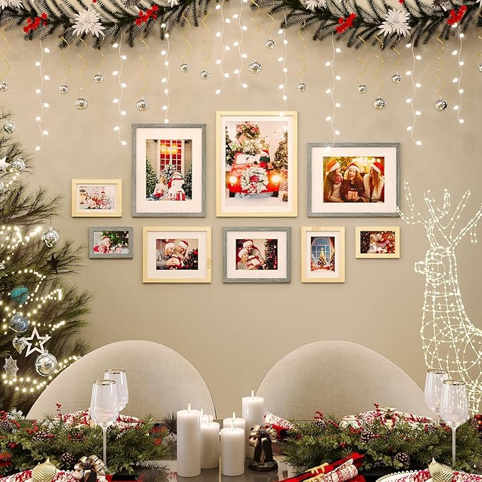KINLINK 12x16 Picture Frame Wood Grain, 16x12 Photo Frames with Plexiglass for 11x14 Picture with Mat or 12x16 Without Mat, Perfect for Art Wall Gallery and Tabletop Display 12 x 16 frame Set of 6