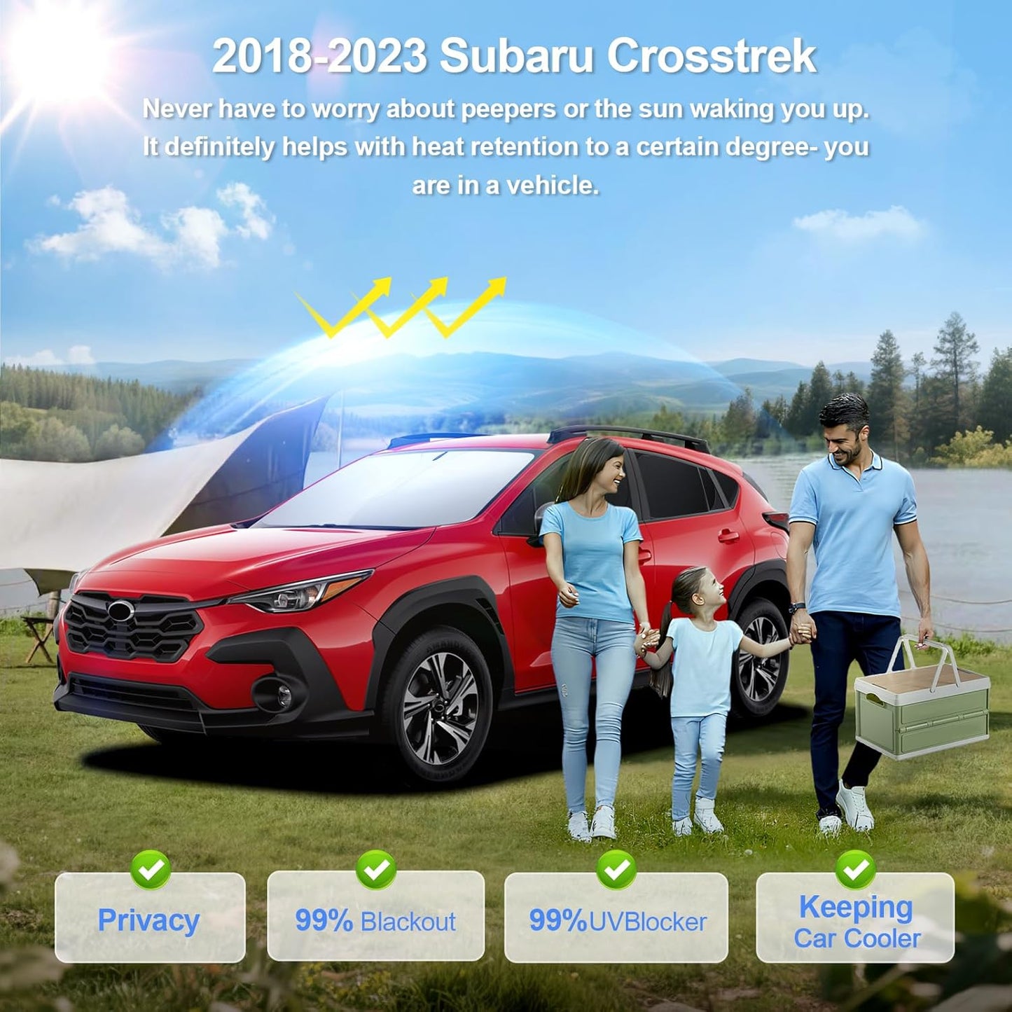 8pcs Car Window Shades for Subaru Crosstrek 2018-2023 Accessories,Windshield Side Rear Full Sunshade,Sun Visor UV Blocking, Privacy Protection and Blackout for Camping Outdoor